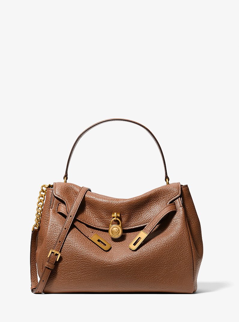 Hamilton Large Textured Leather Slouchy Satchel in LUGGAGE | Michael Kors
