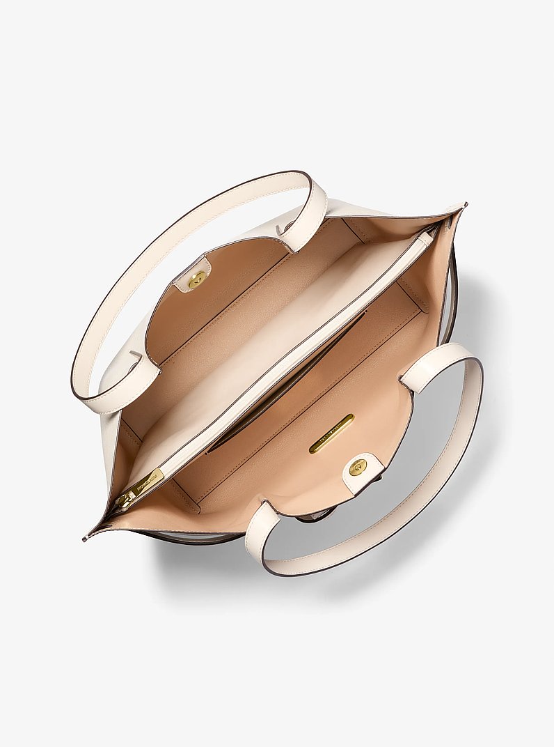 Shopper Emilia Large aus gekrispeltem Leder in HL. CREMEWEISS | Michael Kors