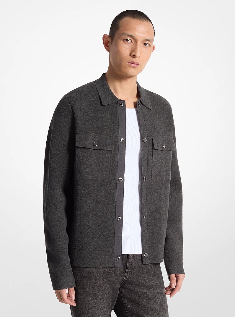Viscose Blend Snap Jacket in CHARCOAL | Michael Kors