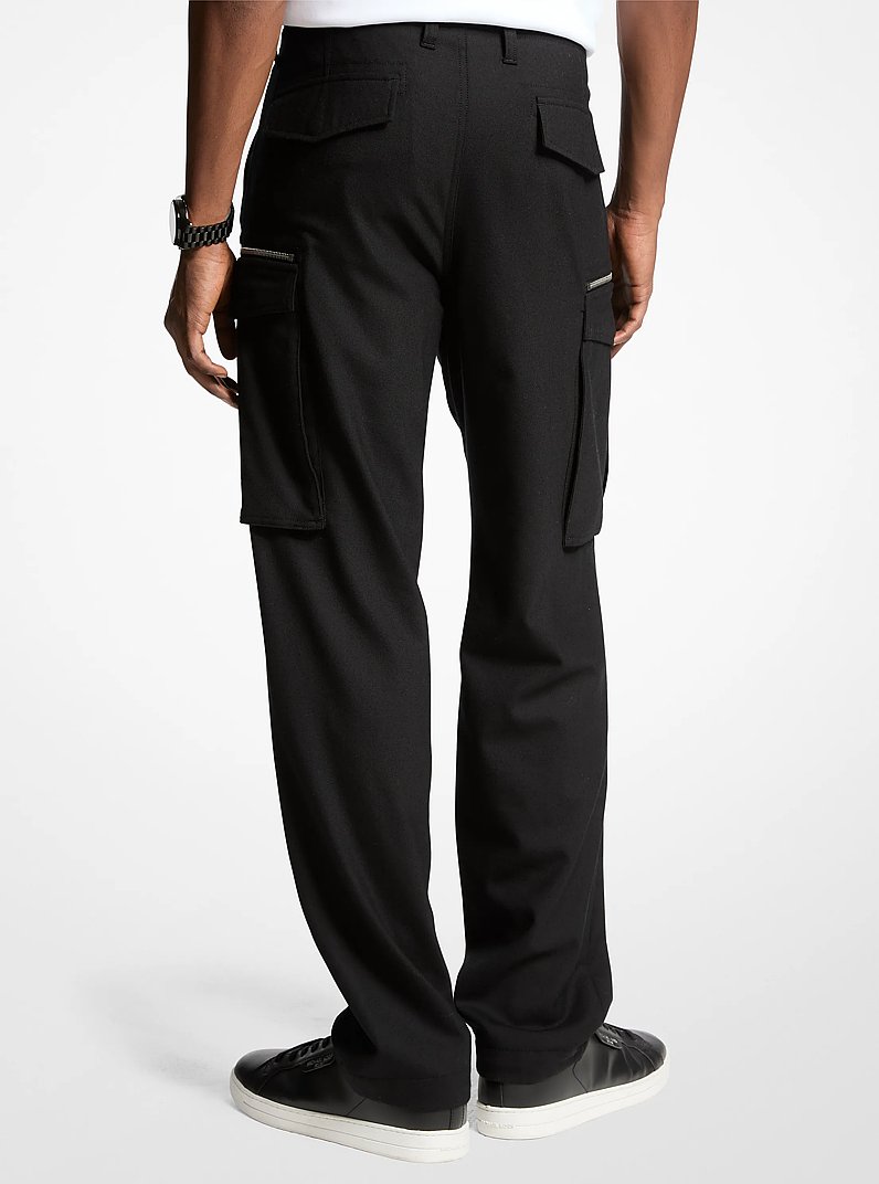 Stretch Wool Cargo Pants in BLACK | Michael Kors