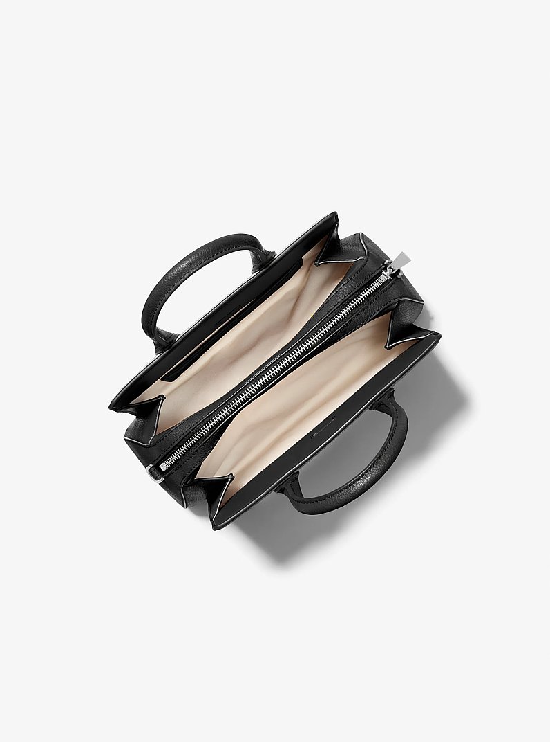 Laila Small Leather Satchel in BLACK | Michael Kors