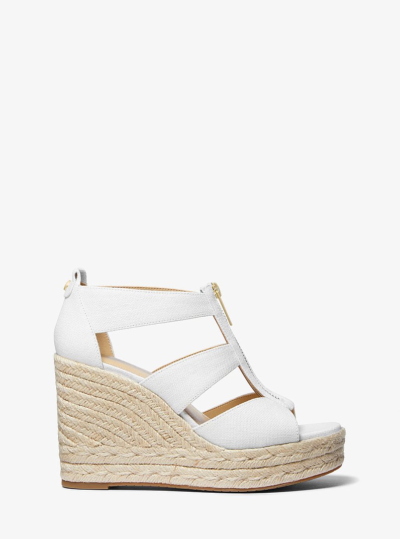 Etta Linen Blend Wedge Sandal in OPTIC WHITE | Michael Kors