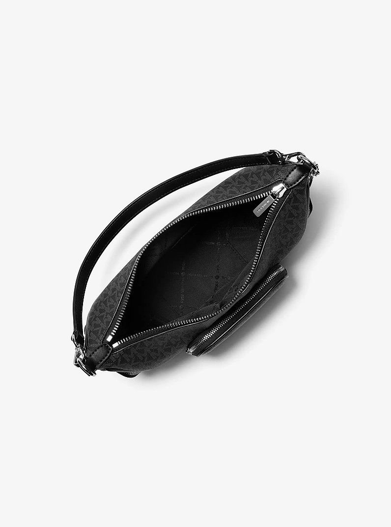Merritt Small Signature Logo Convertible Crossbody Bag in BLACK | Michael Kors