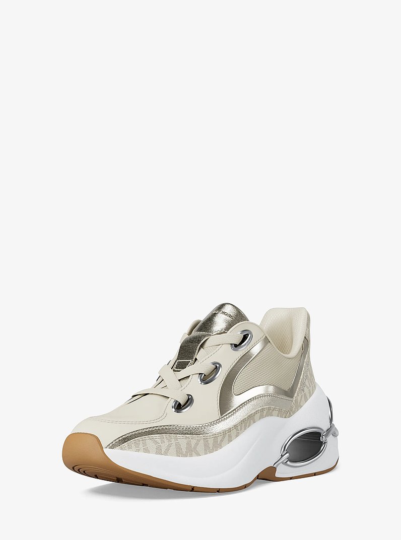 Toni Mixed-Media Trainer in VANILLA | Michael Kors