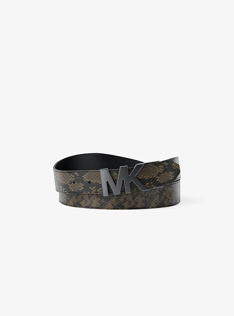 Ceinture r&eacute;versible gaufr&eacute;e &agrave; motif de serpent in BOIS DE GR&Egrave;VE | Michael Kors