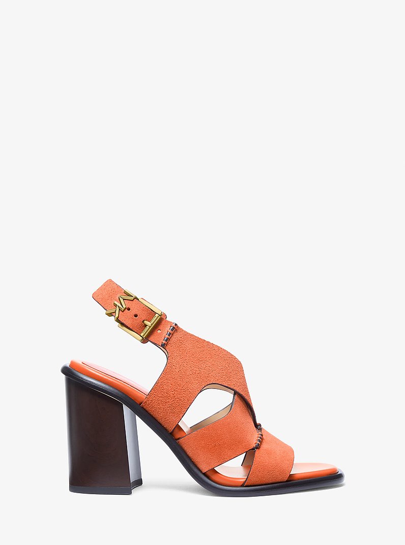 Raven Suede Block Heel Sandal in MIMOSA | Michael Kors