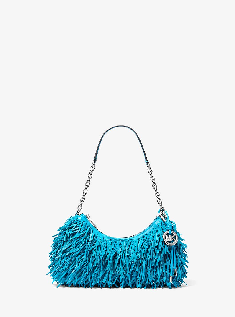 Nolita Medium Fringed Leather Pochette in MILOS BLUE | Michael Kors