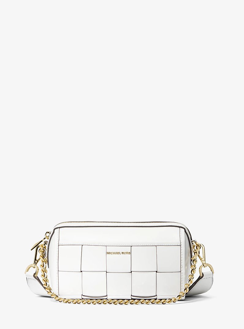 Jet Set Small Woven Leather Crossbody Bag