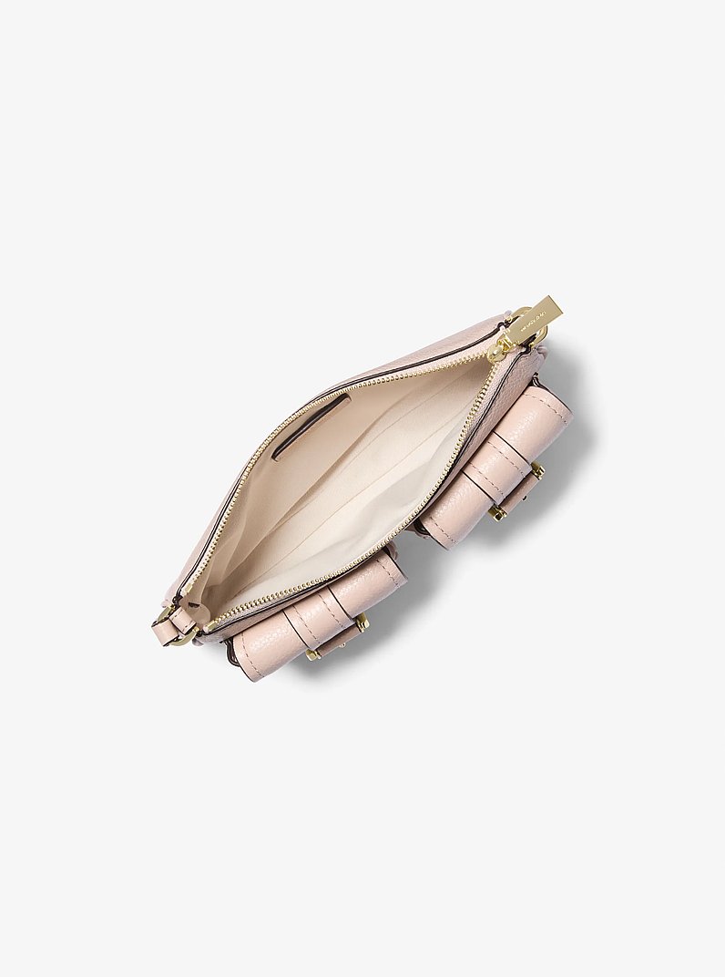 Zoe Small Pebbled Leather Pochette in SOFT PINK | Michael Kors