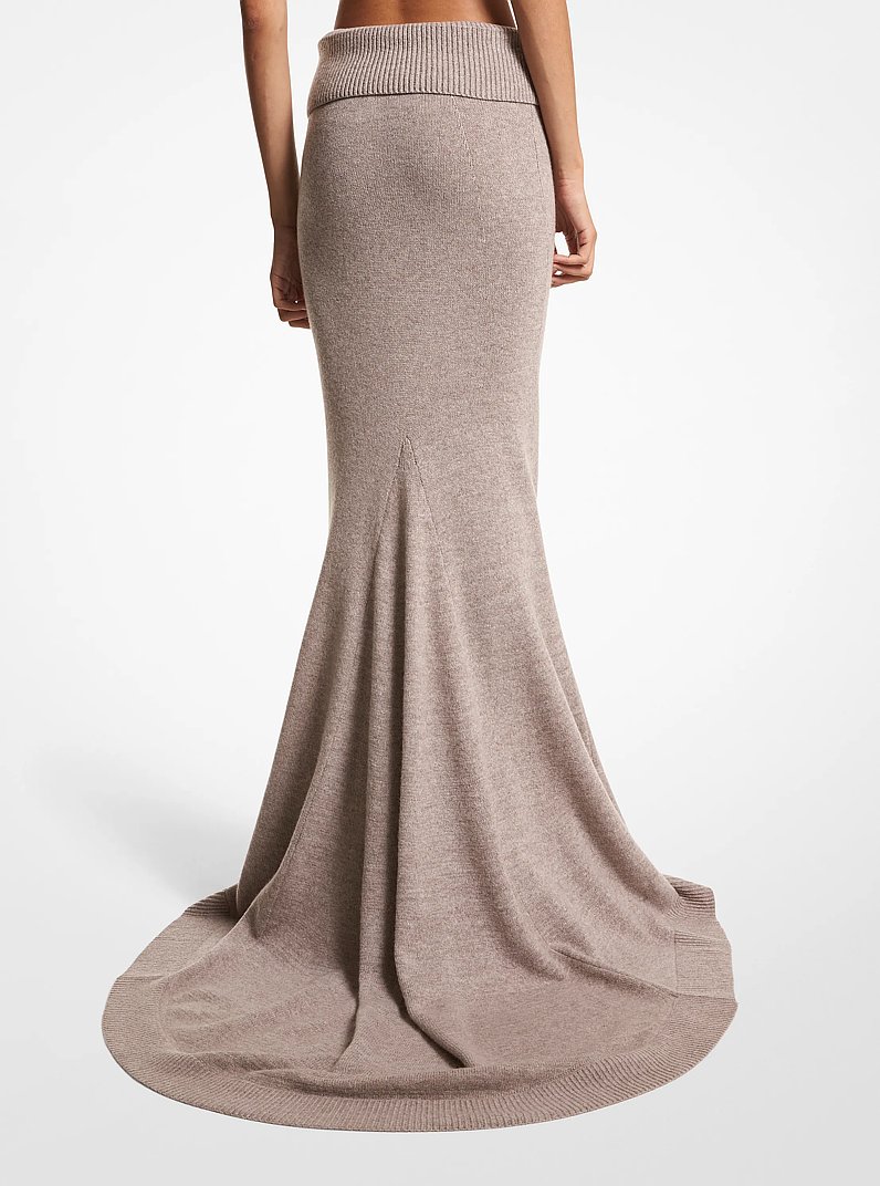 Stretch Cashmere Fishtail Skirt in TAUPE MELANGE | Michael Kors