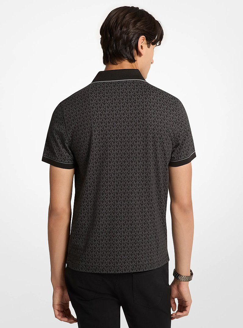 Polo in jersey di cotone con stampa logo in NERO | Michael Kors