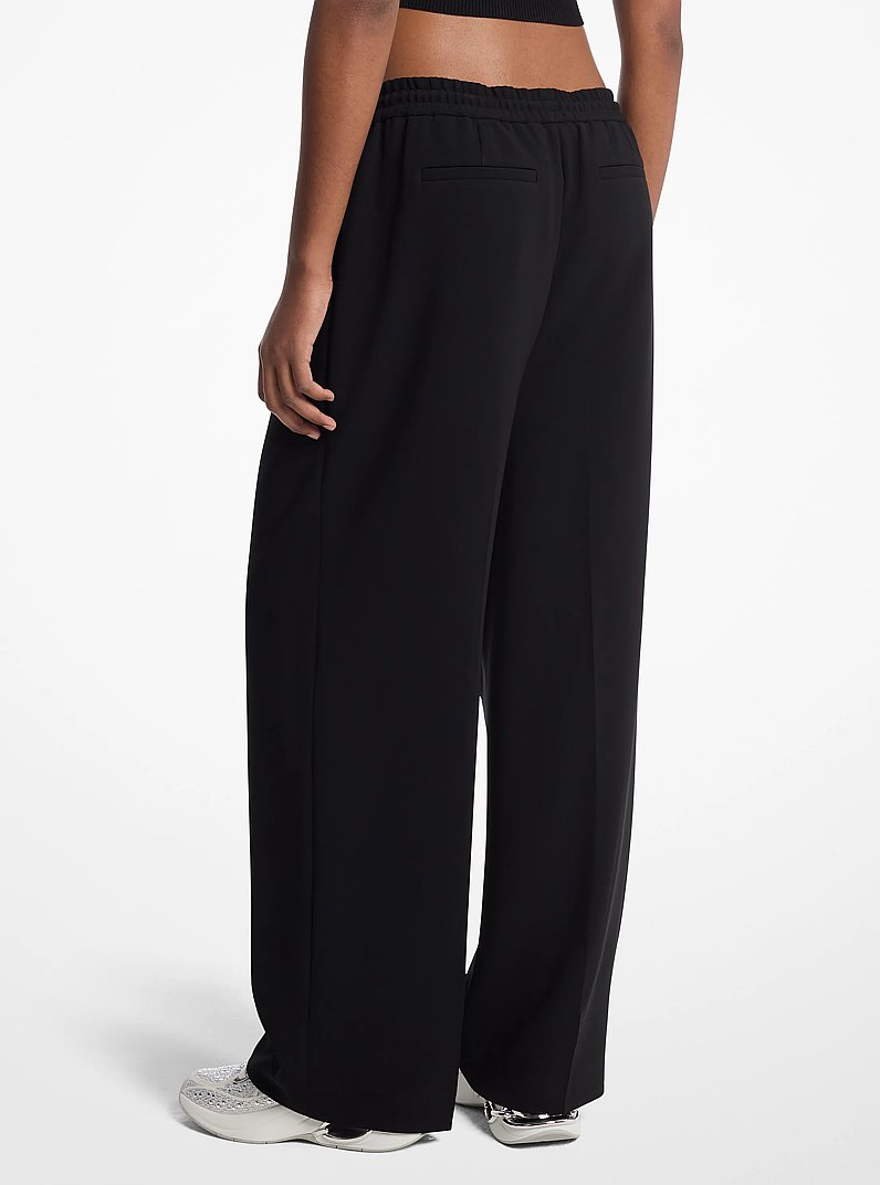 Pleated Crepe Track Pants in BLACK | Michael Kors