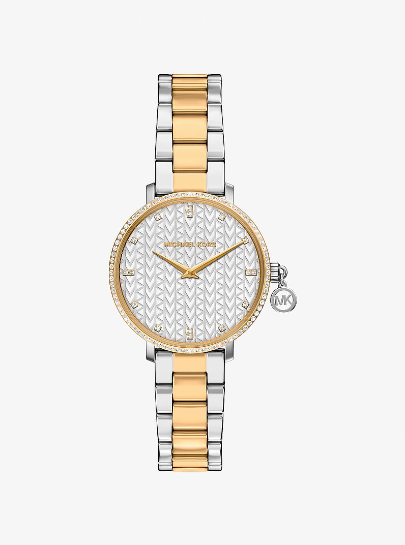 Zweifarbige Mini-Armbanduhr Pyper mit Pav&eacute; in ZWEIFARBIG | Michael Kors