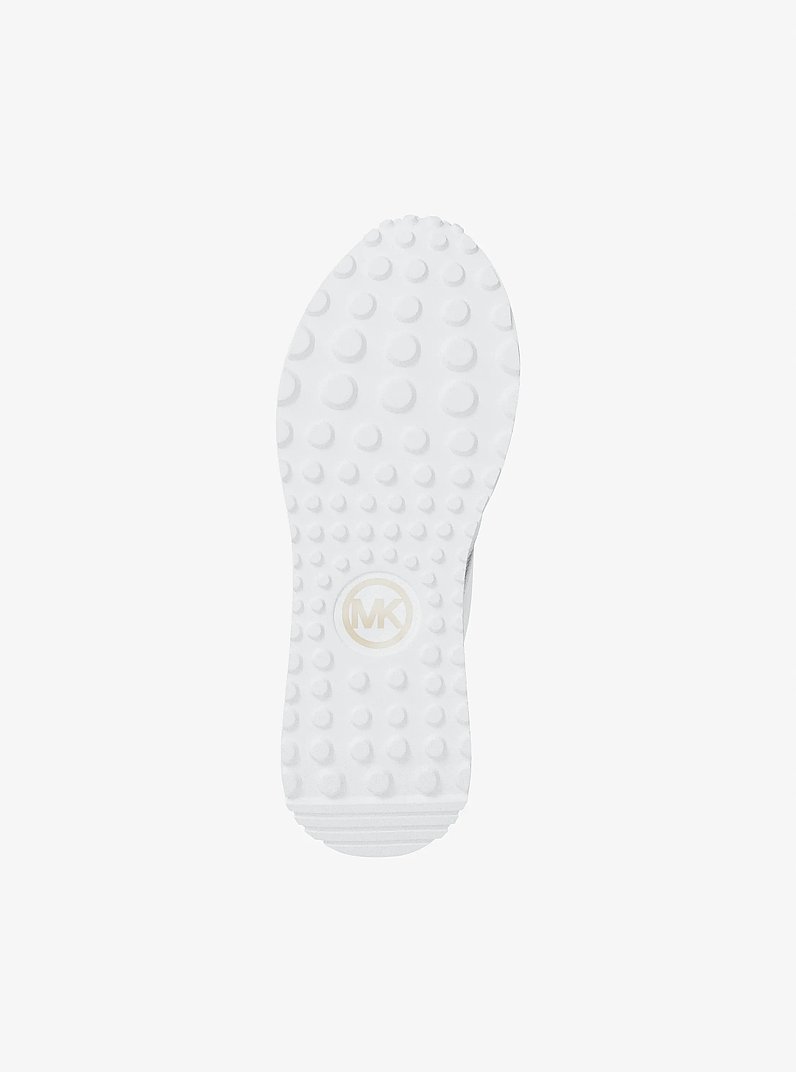 Jesse Knit and Signature Logo Trainer in OP WHT/BROWN | Michael Kors