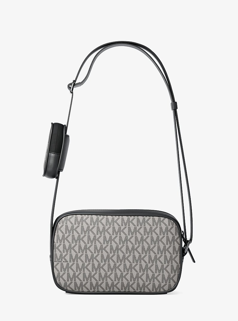 Cooper Small Signature Logo Camera Crossbody Bag With Pouch in PG/BLK MUL | Michael Kors