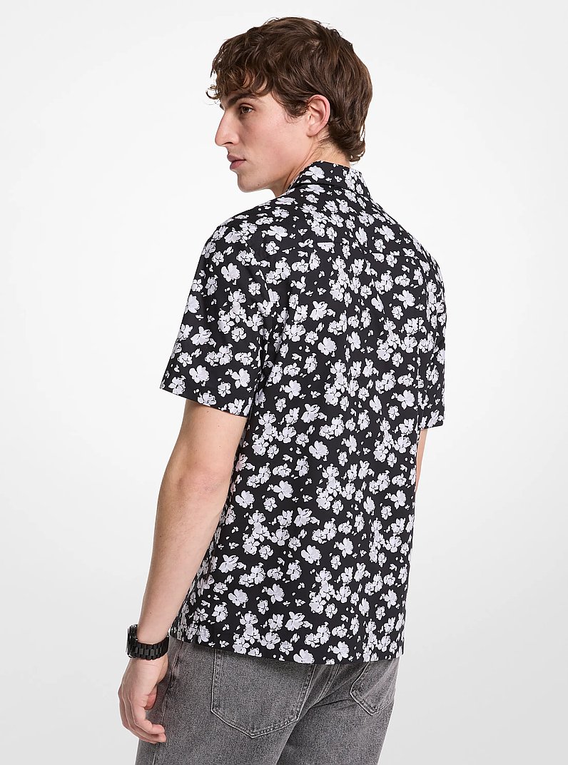 Chemise Camp florale en coton extensible in NOIR | Michael Kors