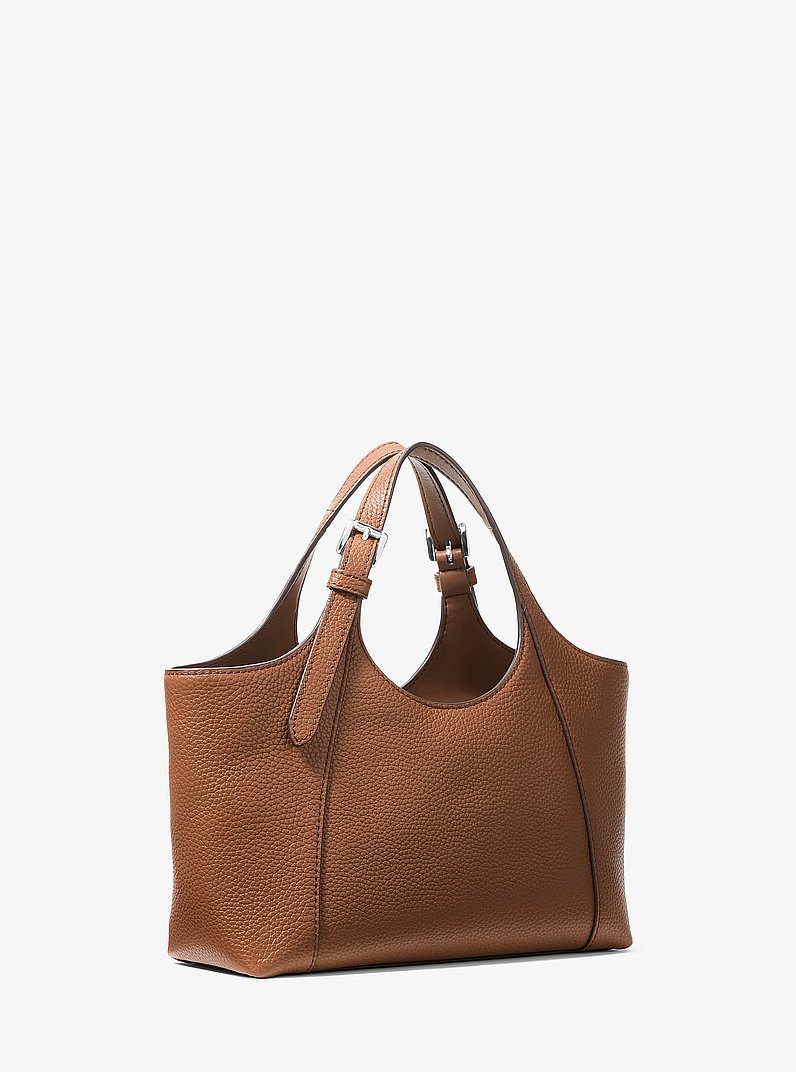 Bernie Small Pebbled Leather Satchel in NAVY | Michael Kors