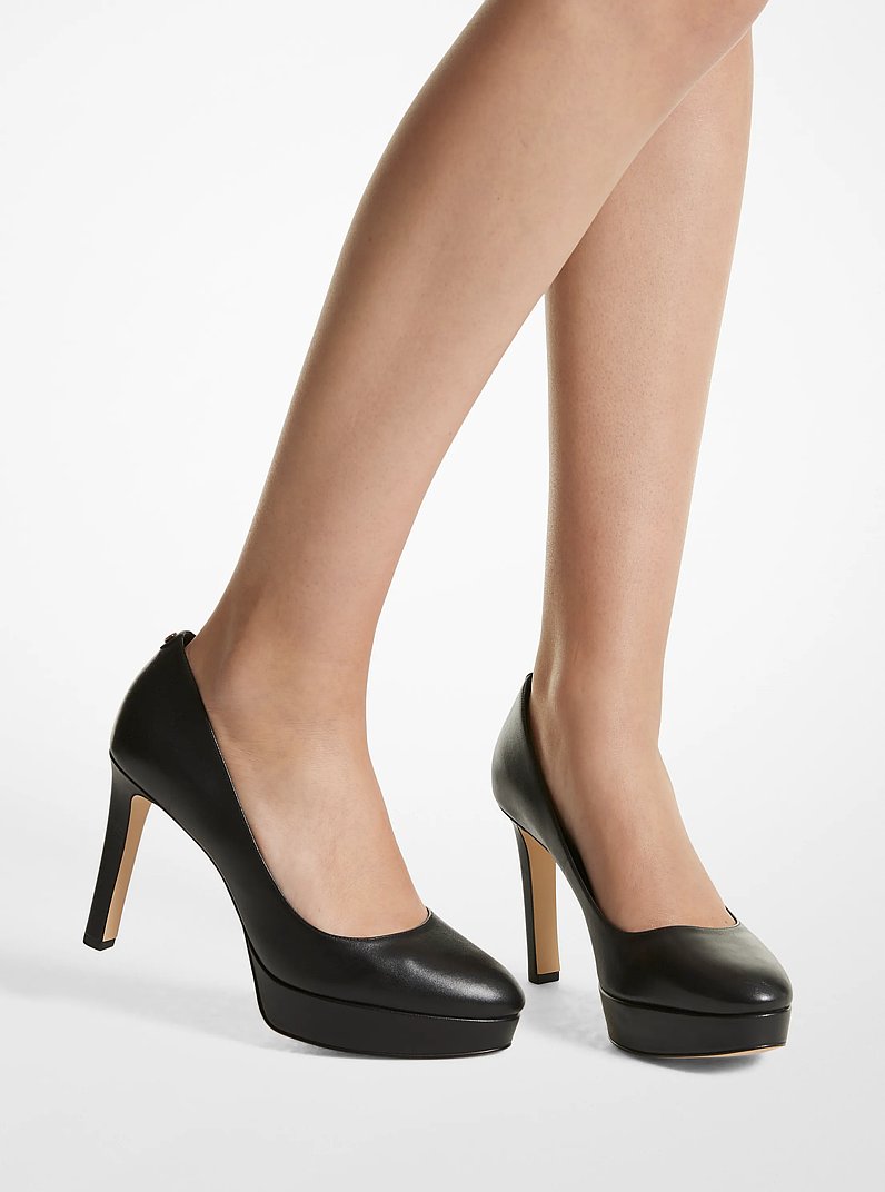 Chantal Leather Platform Pump in BLACK | Michael Kors