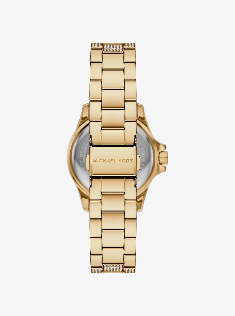 Mini Everest Pav&eacute; Gold-Tone Watch in DORADO | Michael Kors