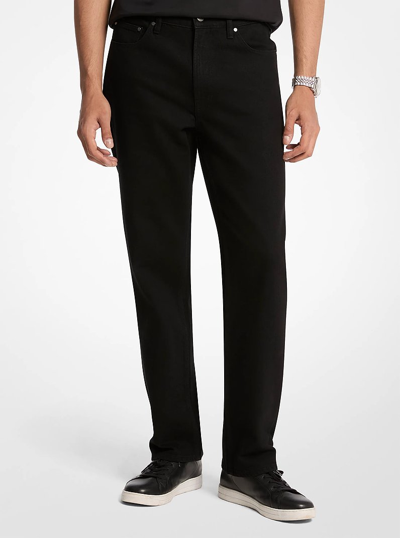 Finn Straight-Fit Stretch Denim Jeans in BLACK | Michael Kors