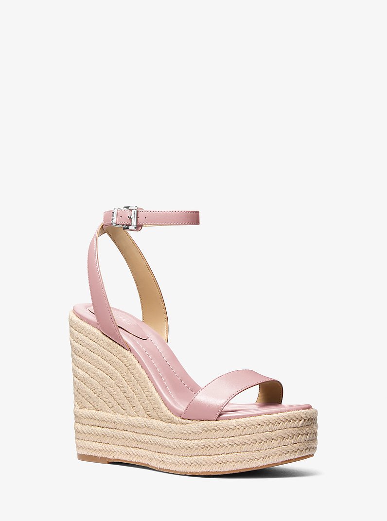 Leighton Leather Wedge Sandal in SMOKEY ROSE | Michael Kors