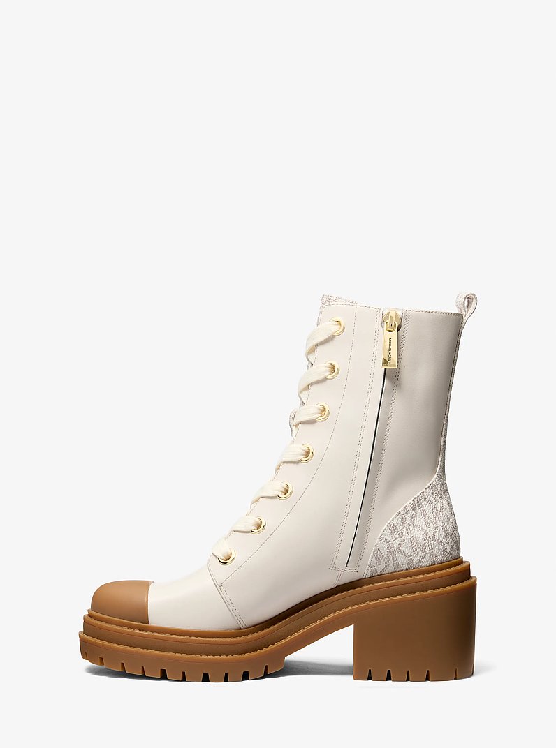 Botte Hanley en cuir avec bande &agrave; logo Signature in VANILLE | Michael Kors