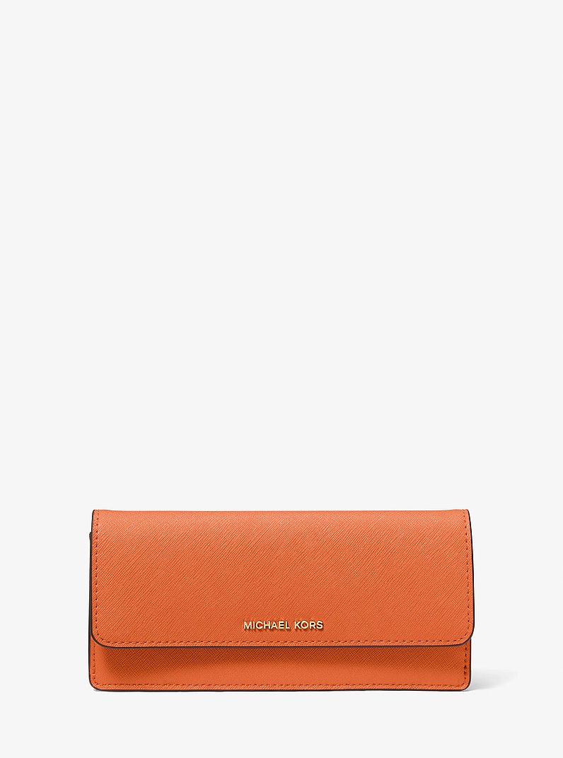 Jet Set Large Saffiano Leather Snap-Front Wallet in ORANGE PUNCH | Michael Kors