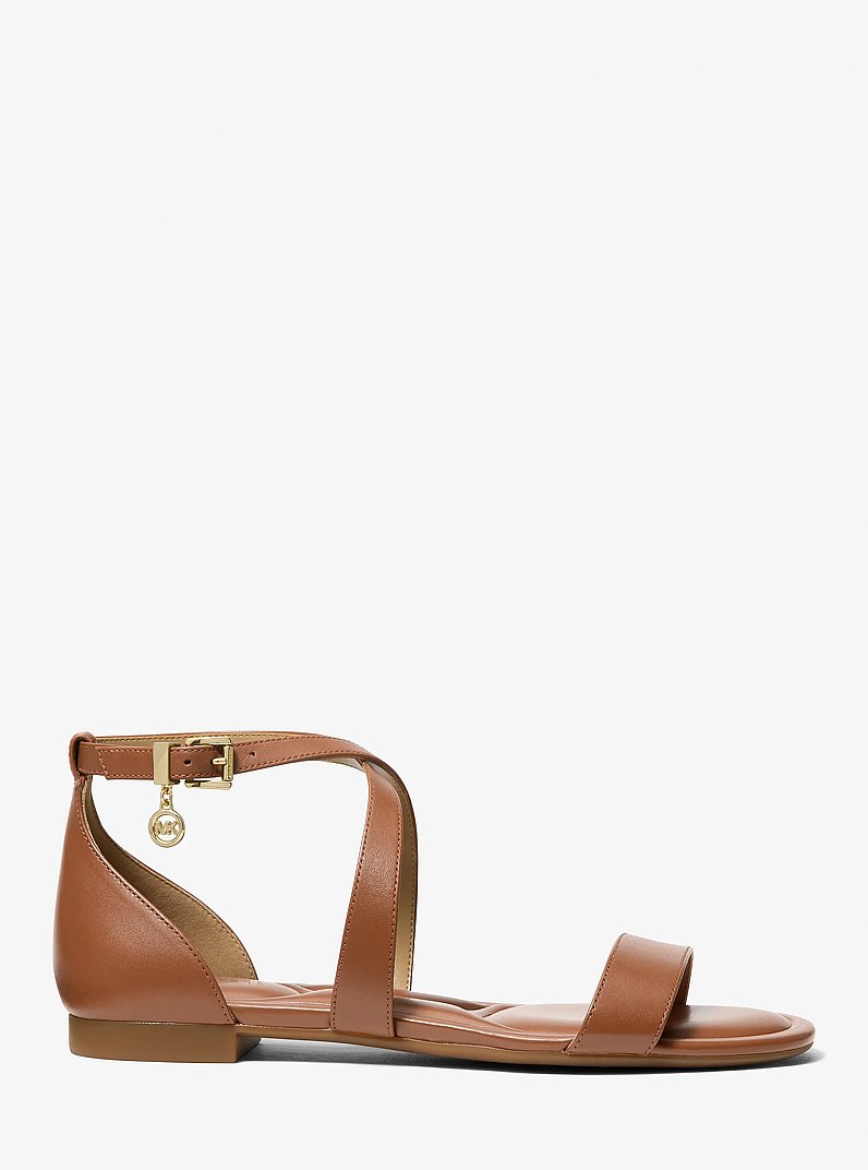 Alexa Flex Leather Sandal in LUGGAGE | Michael Kors