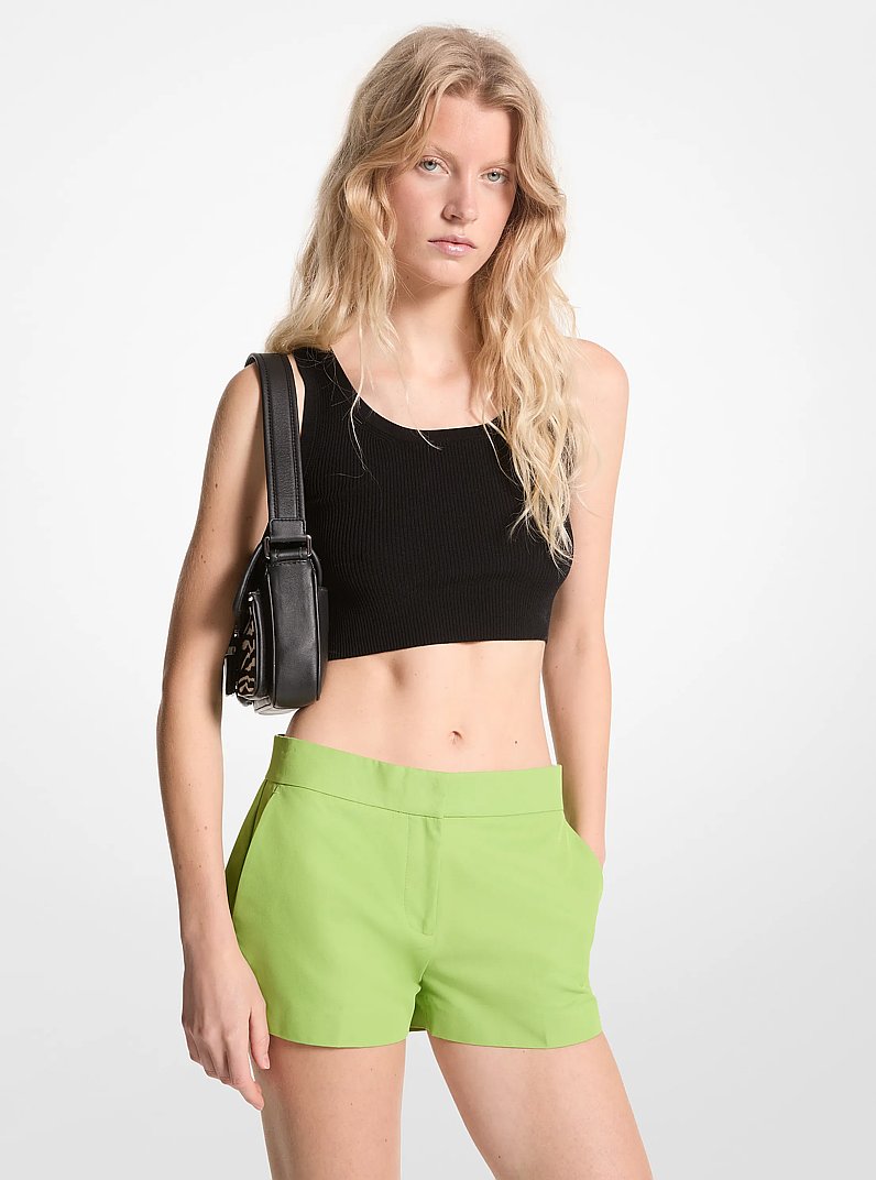 Cotton Blend Twill Shorts in GREEN APPLE | Michael Kors