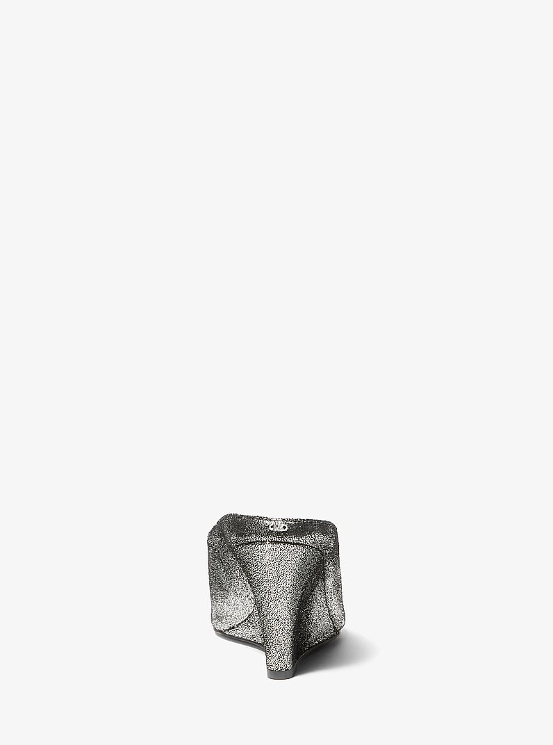 Xandra Metallic Leather Wedge Mule in SILVER | Michael Kors