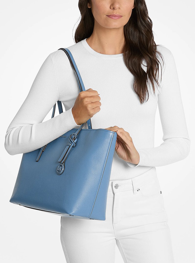 Quinn Large Pebbled Leather Tote Bag in FRENCH BLUE | Michael Kors