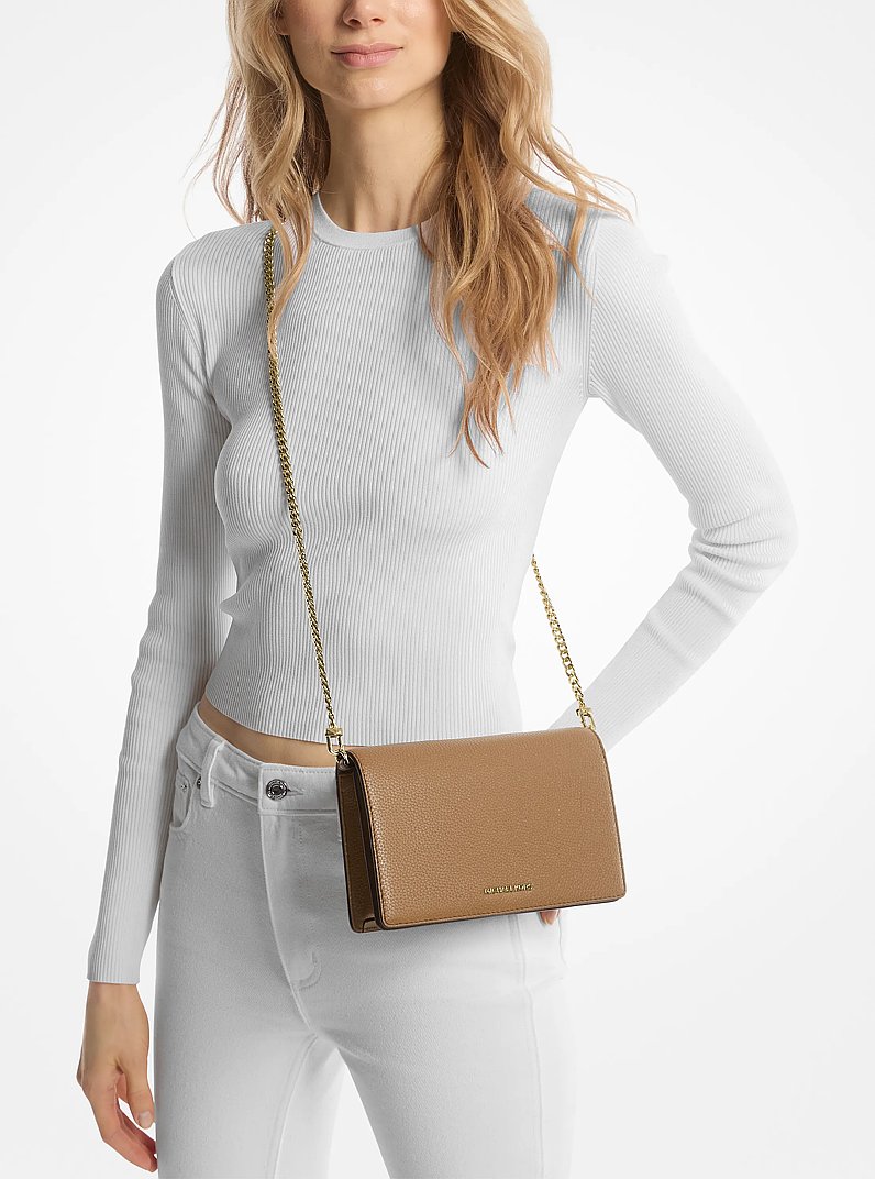 Jet Set Medium Pebbled Leather Crossbody Bag in HUSK | Michael Kors