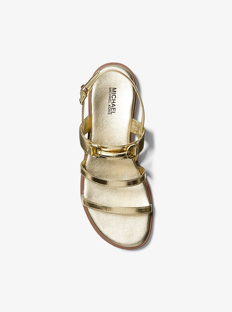 Carson Crackled Metallic Leather Sandal in PALE GOLD | Michael Kors