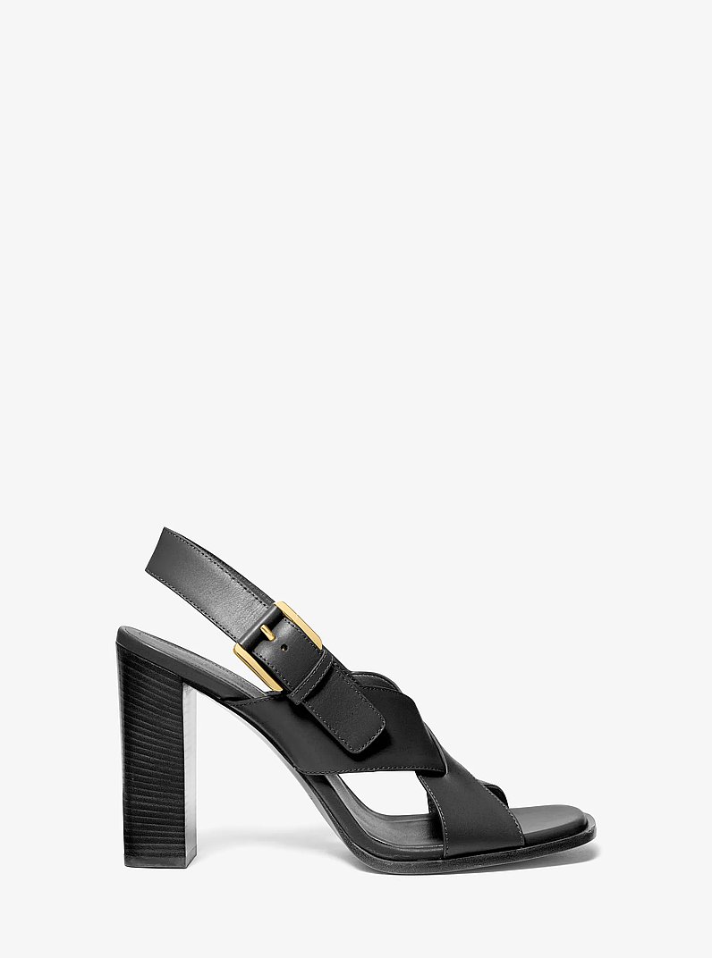 Jasmine Leather Sandal in BLACK | Michael Kors