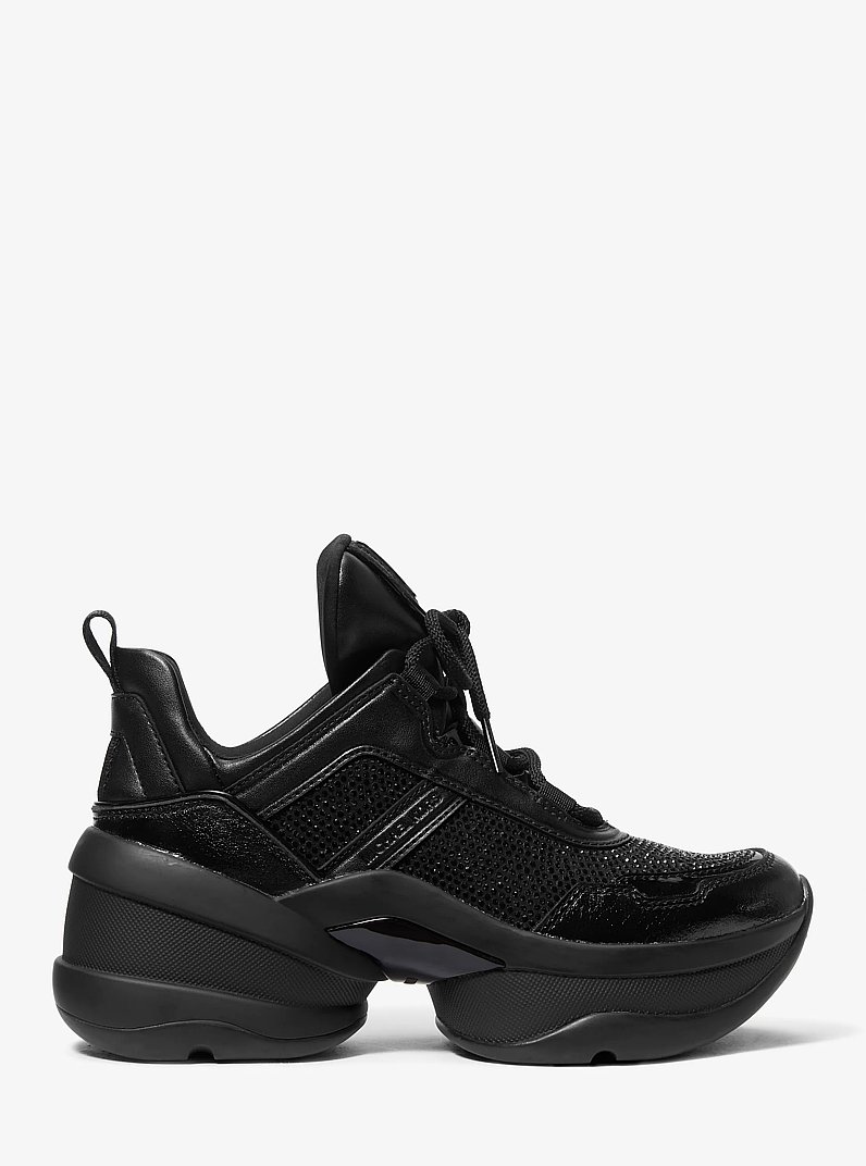 Olympia Crystal Embellished Trainer in BLACK | Michael Kors