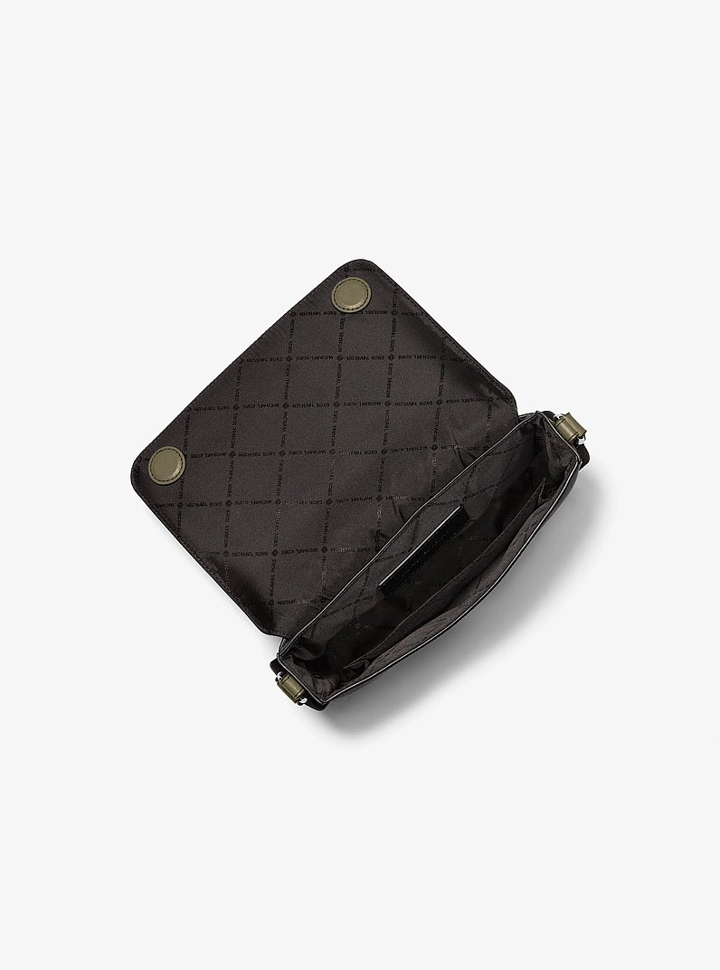 Edison Mini Crossgrain Leather Crossbody Bag with Pouch in SAFARI GREEN | Michael Kors