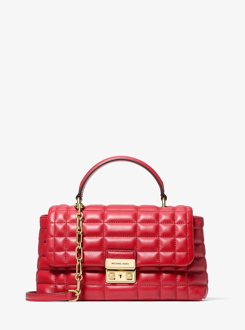 Tribeca Medium Quilted Leather Satchel in CRIMSON | Michael Kors