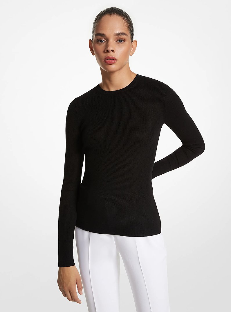 Super Cashmere Long-Sleeve Shirt in BLACK | Michael Kors