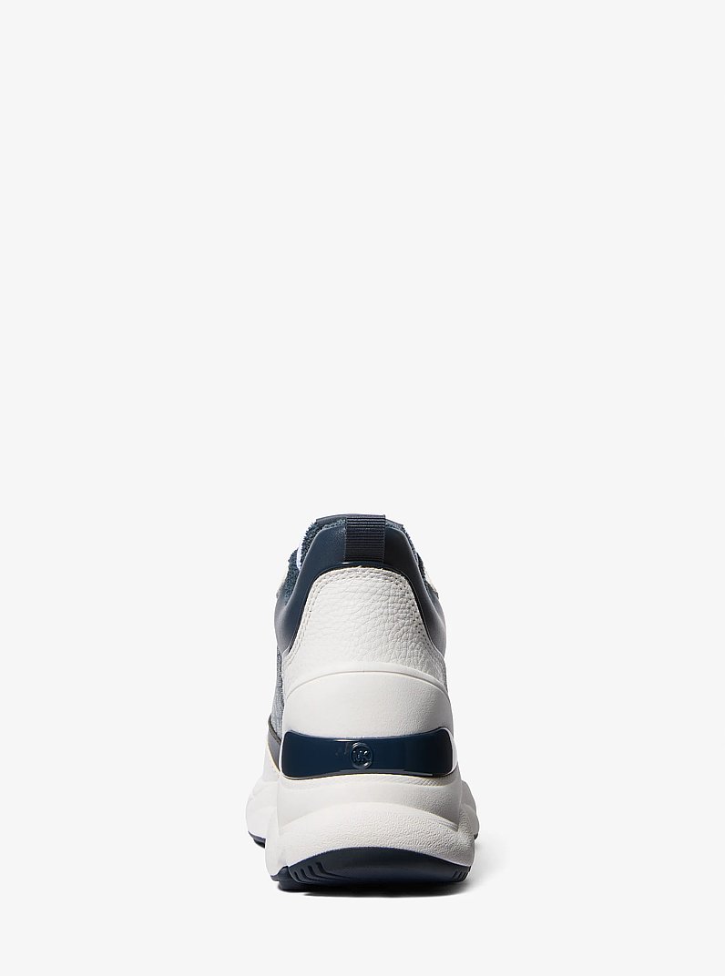 Katrina Mixed-Media Trainer in NAVY | Michael Kors