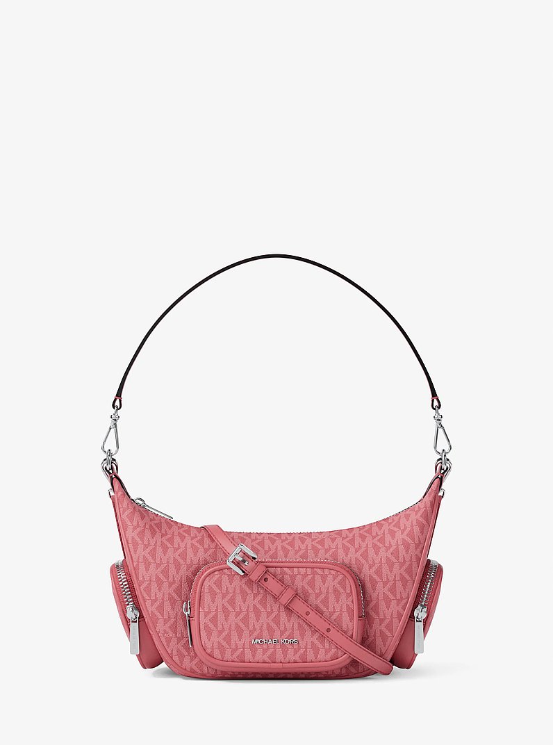 Merritt Small Signature Logo Convertible Shoulder Bag in HIBISCUS | Michael Kors