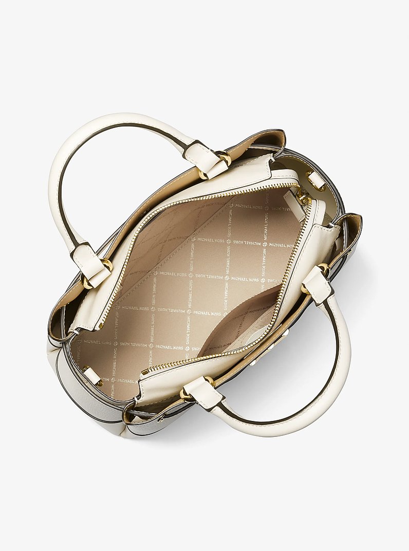 Reed Large Leather Belted Satchel in LT CREAM | Michael Kors