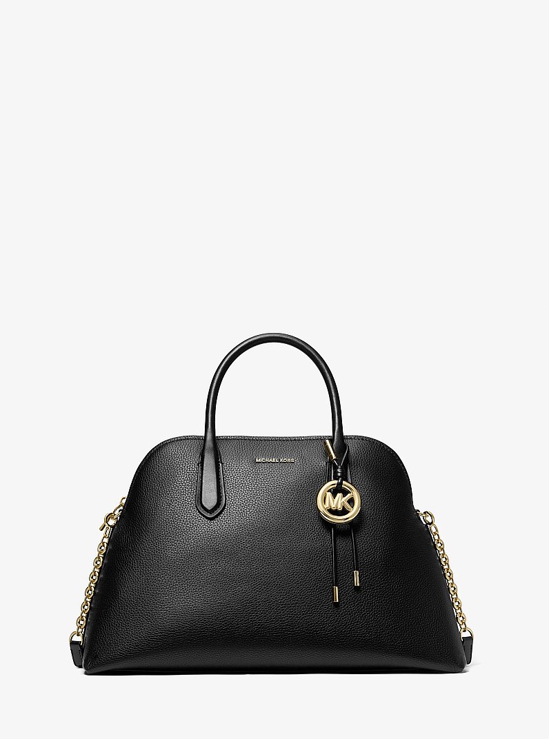 Grand sac Freddie de forme arrondie en cuir grain&eacute; in NOIR | Michael Kors