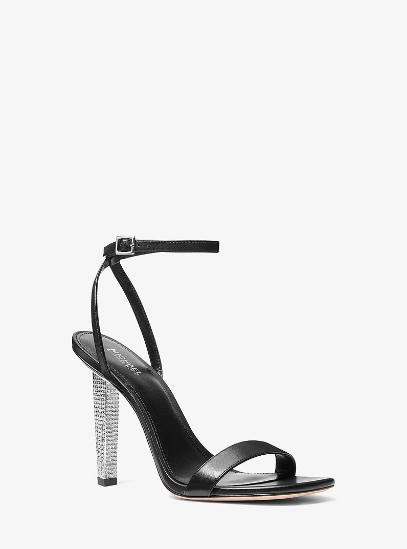 Halle Leather Sandal in BLACK | Michael Kors