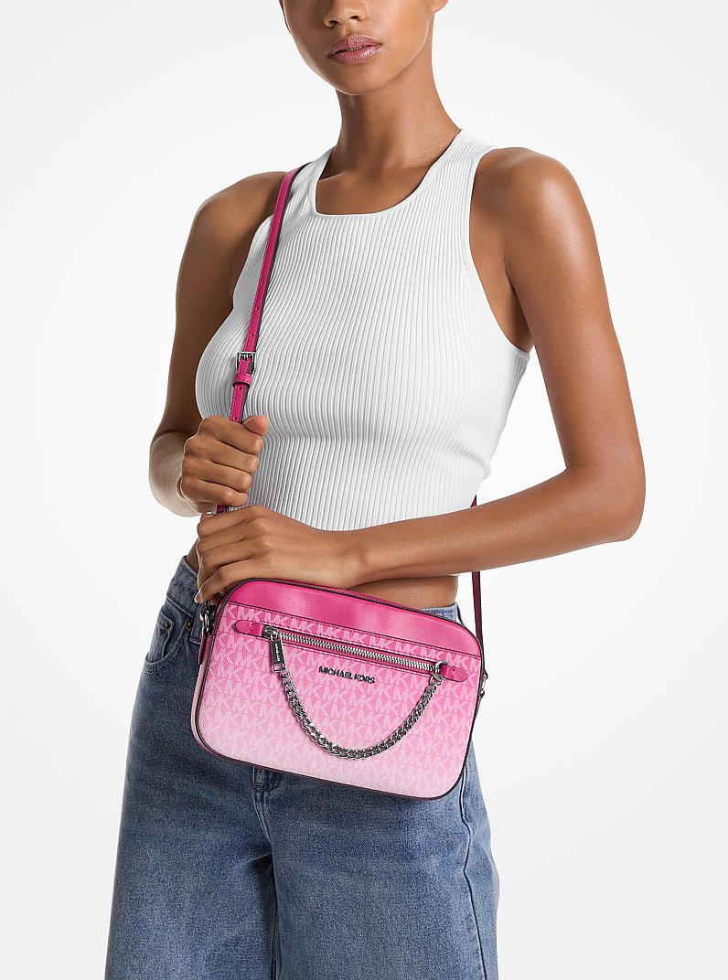Jet Set Large Ombr&eacute; Signature Logo Crossbody Body in DRAGONFRUIT | Michael Kors