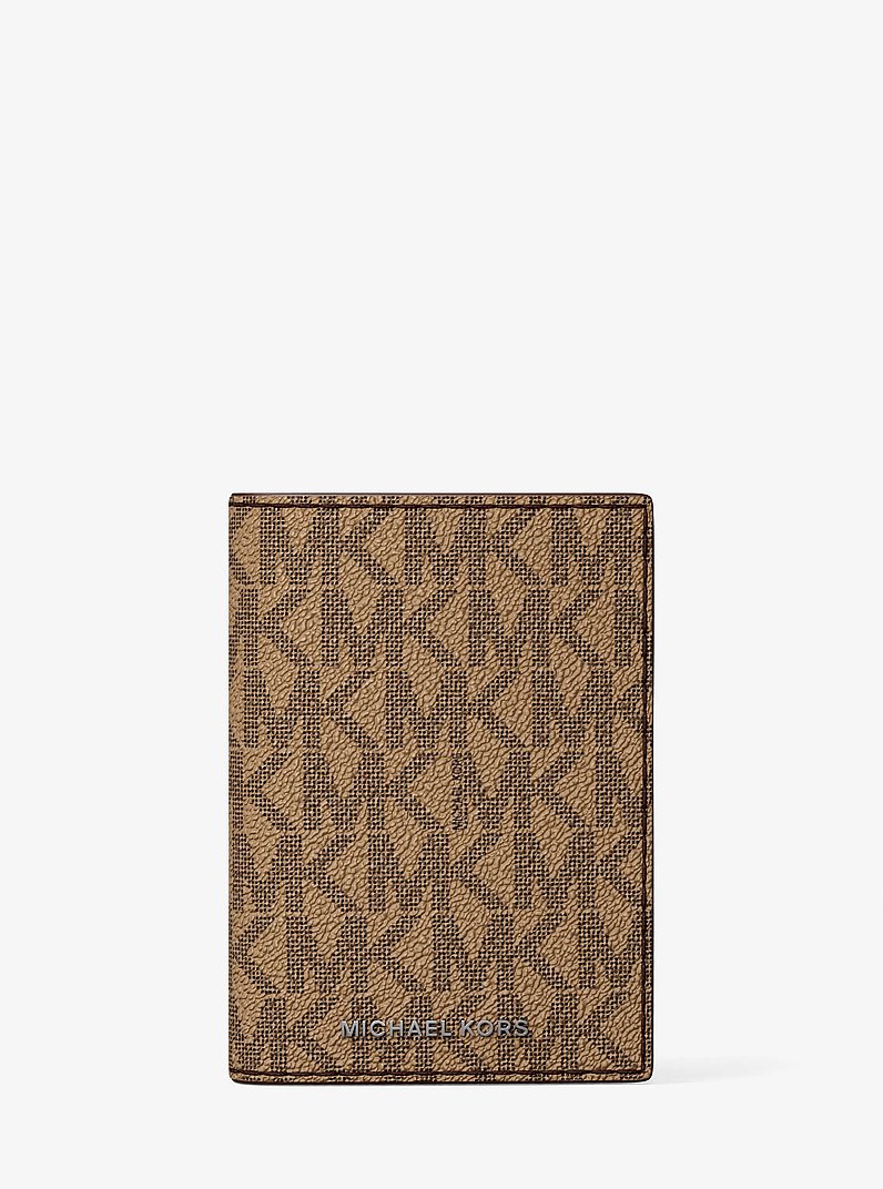 Hudson Signature Logo Folio Card Case in HUSK | Michael Kors