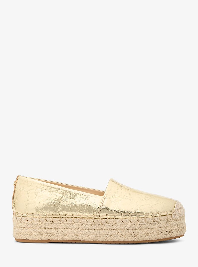 Lynn Crackled Metallic Leather Platform Espadrille in PALE GOLD | Michael Kors