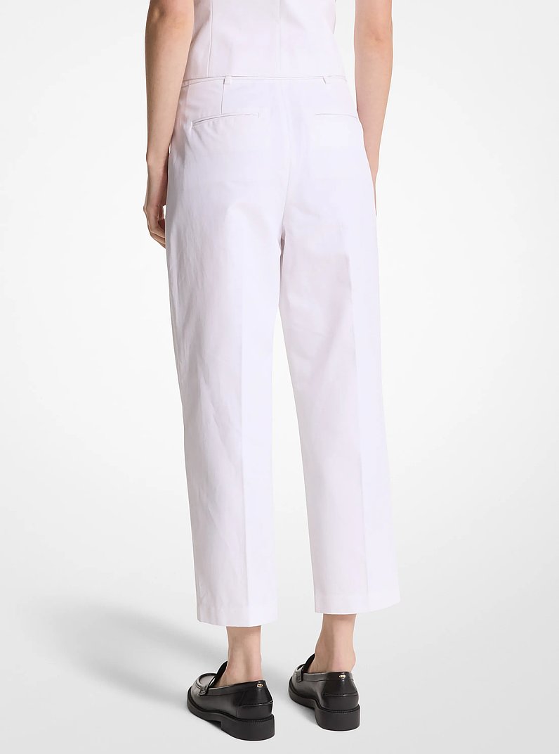 Cotton Blend Twill Cropped Pants in WHITE | Michael Kors