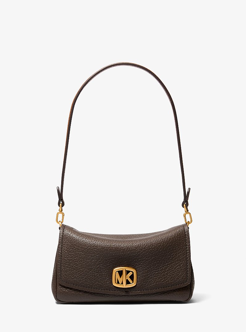 Bryant Small Textured Leather Pochette in CHOCOLATE | Michael Kors