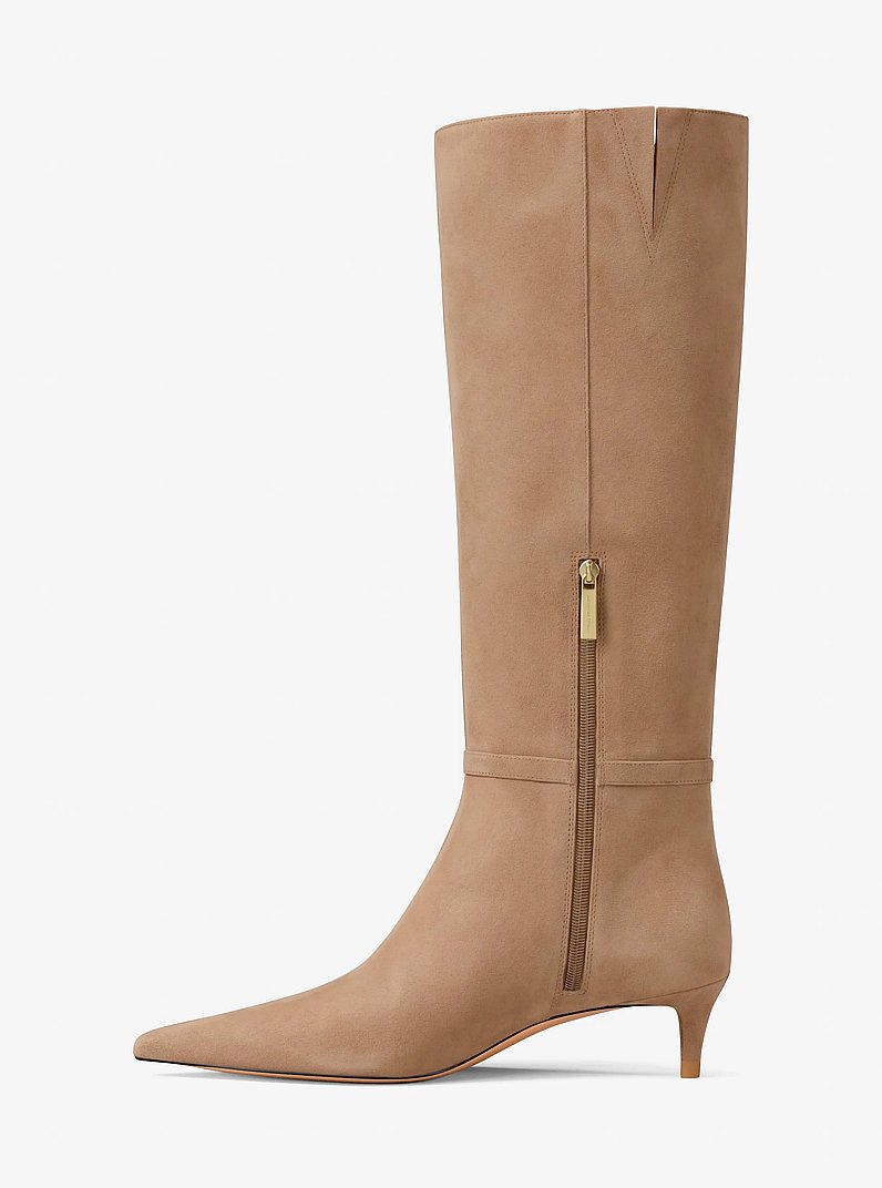 Nalia Polyester Microsuede Kitten Heel Boot in CAMEL | Michael Kors