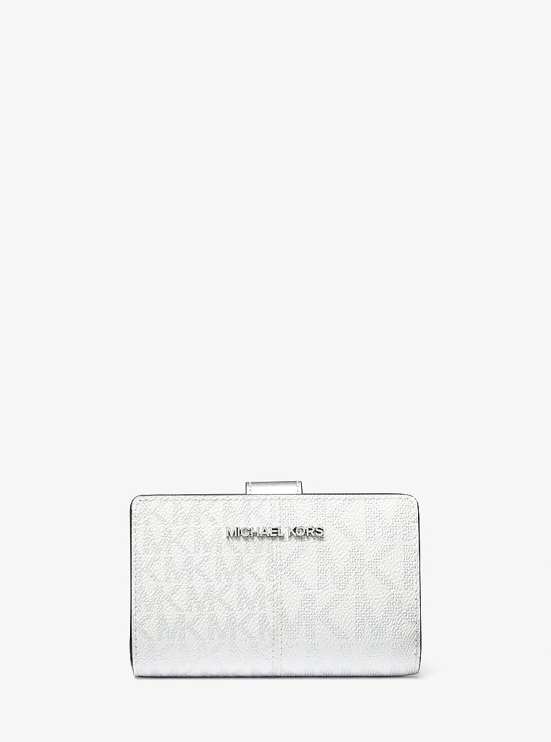 Jet Set Travel Medium Logo Bi-Fold Wallet in SILVER | Michael Kors